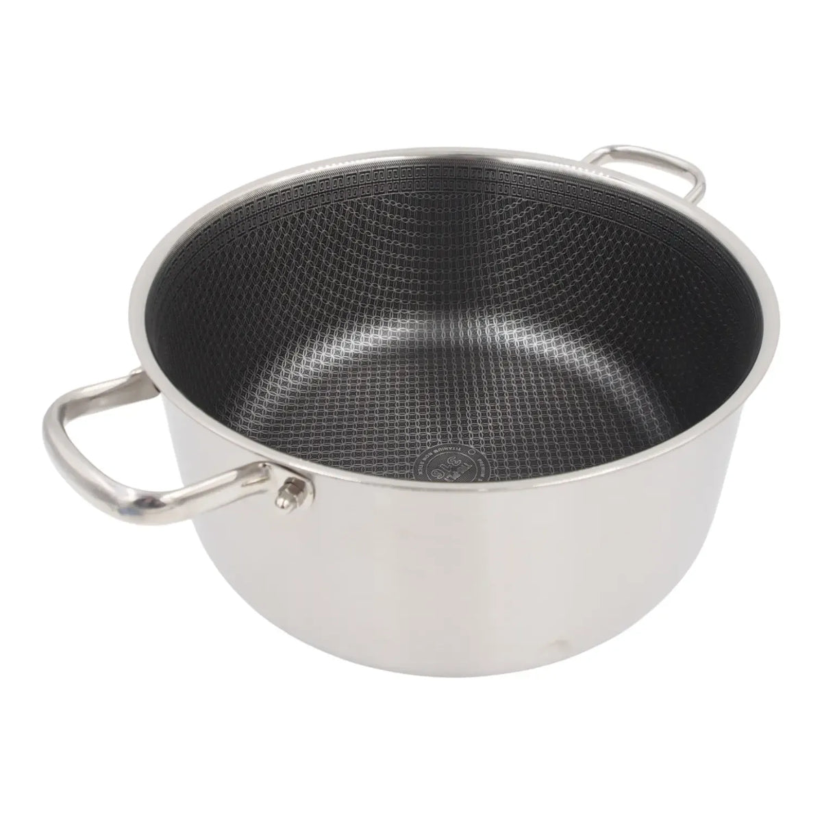 Nerūdijančio plieno puodas OSFÉ Tri-Ply, 32 cm, 12 l su dangčiu, virtuvės indas su vientisu paviršiumi ir patvaria konstrukcija.