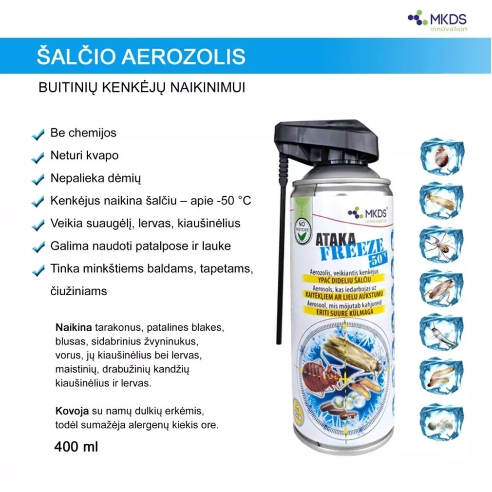 ATAKA FREEZE -50 °C külma aerosool putukate tõrjeks, 400 ml