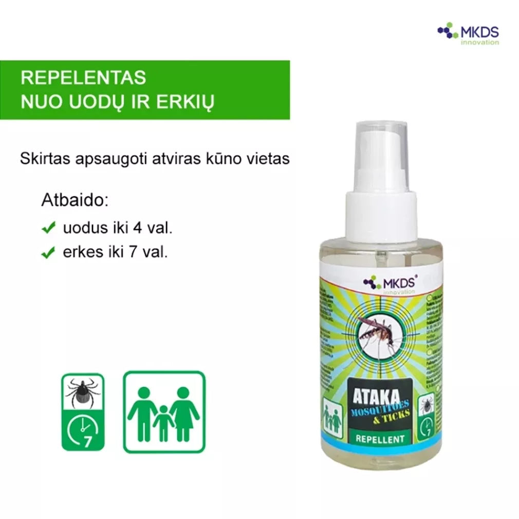 ATAKA Mosquitoes & Ticks – sääskede ja puukide tõrjevahend, 100 ml