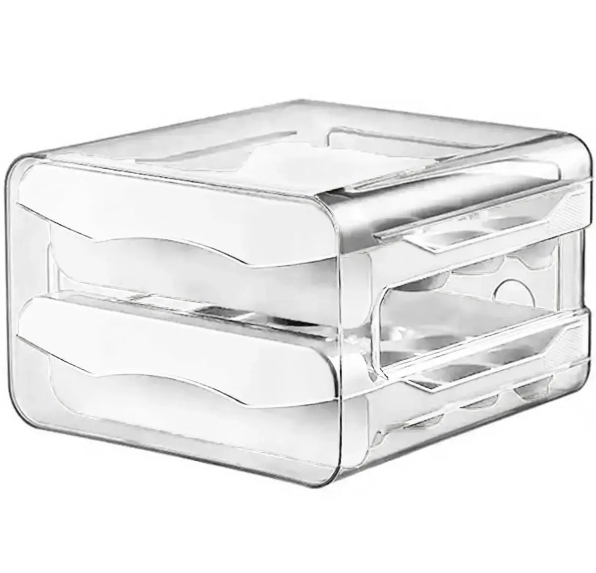 Dviviečių stalčių kiaušinių dėžutė, plastikinis indas kiaušiniams laikyti šaldytuve, patogus ir saugus laikymo sprendimas