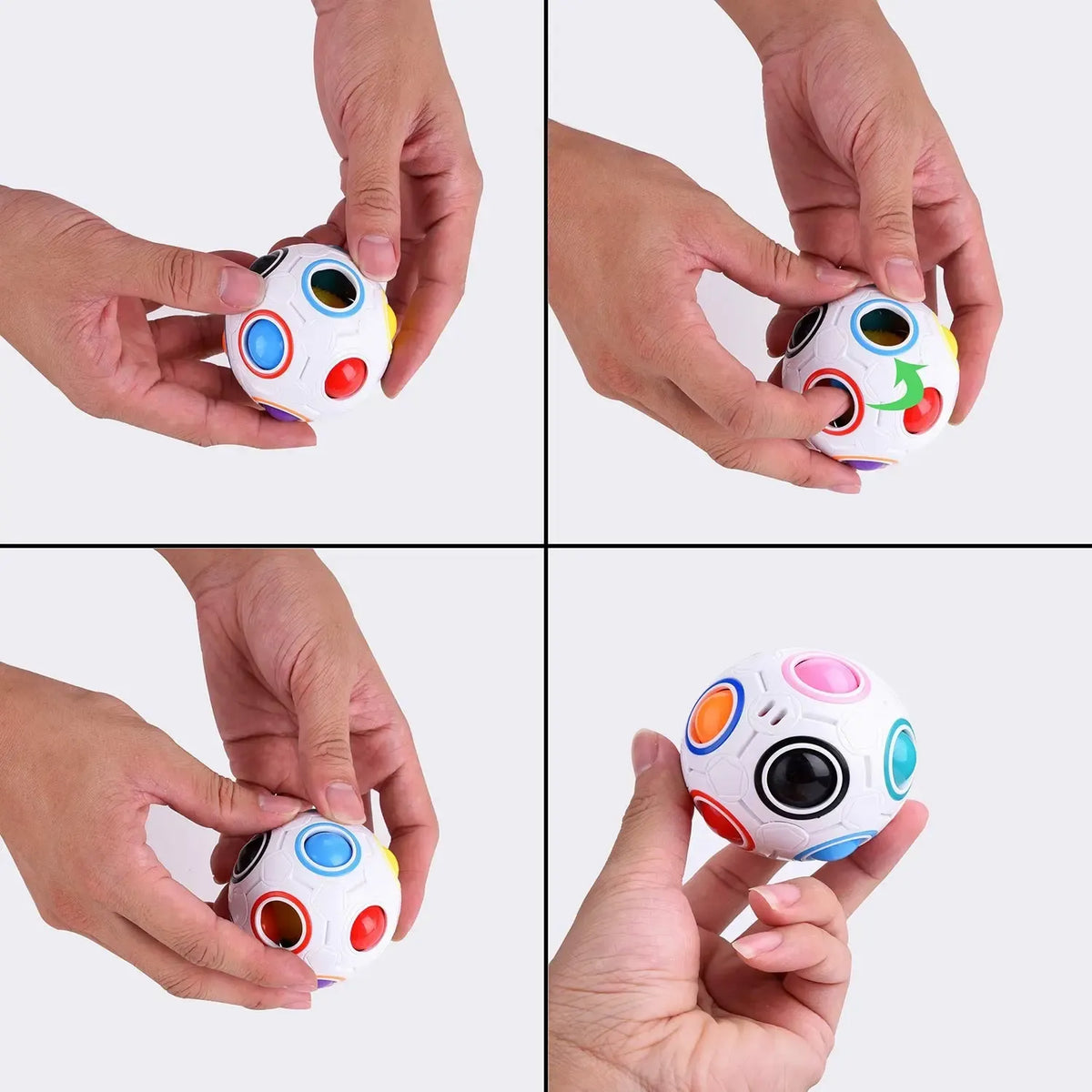 Spalvotas kamuoliukas galvosūkis Puzzle Magic Rainbow Ball, antistresinis žaislas su ryškiomis spalvomis ir įdomia forma.