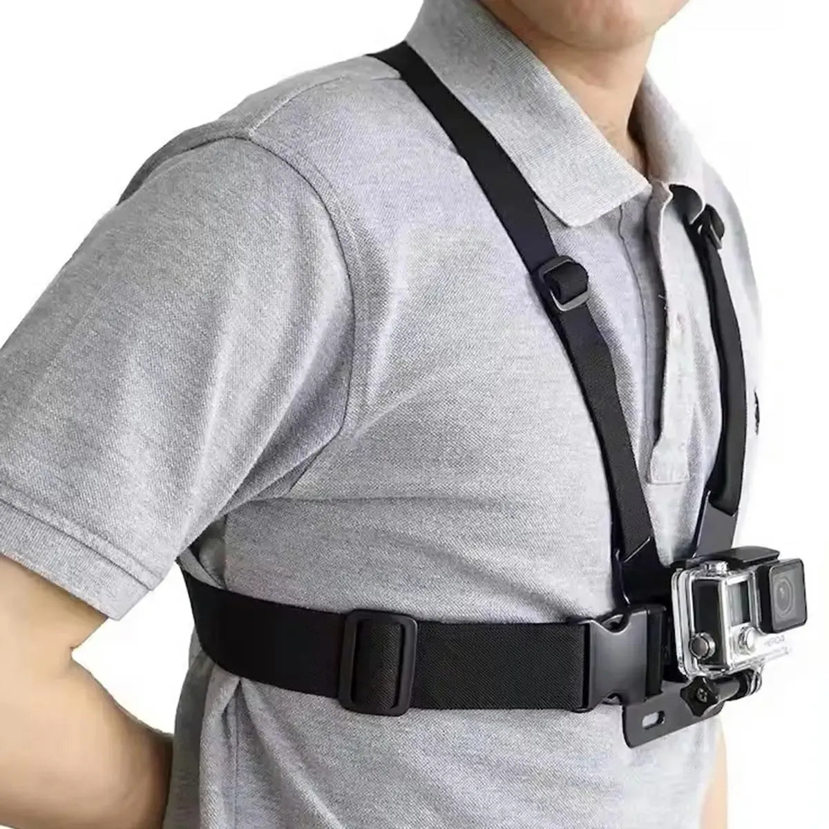 Krūtinės diržo laikiklis GoPro ir išmaniesiems telefonams, tvirtinamas ant krūtinės, judesių stebėjimui ir vaizdo įrašų įrašymui