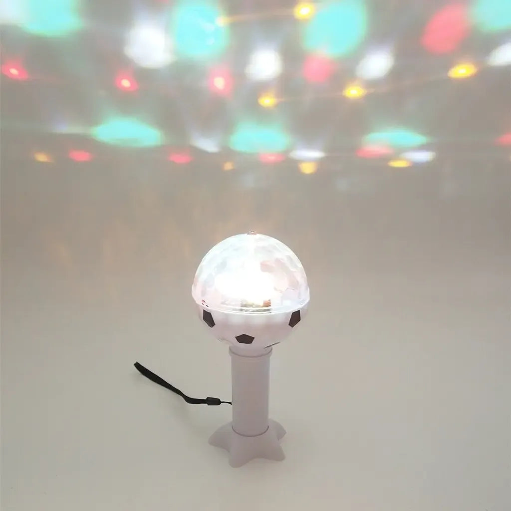 LED disco kamuoliukas nešiojamam vakarėliui, šviečia spalvingomis šviesomis ir sukuria linksmą atmosferą.