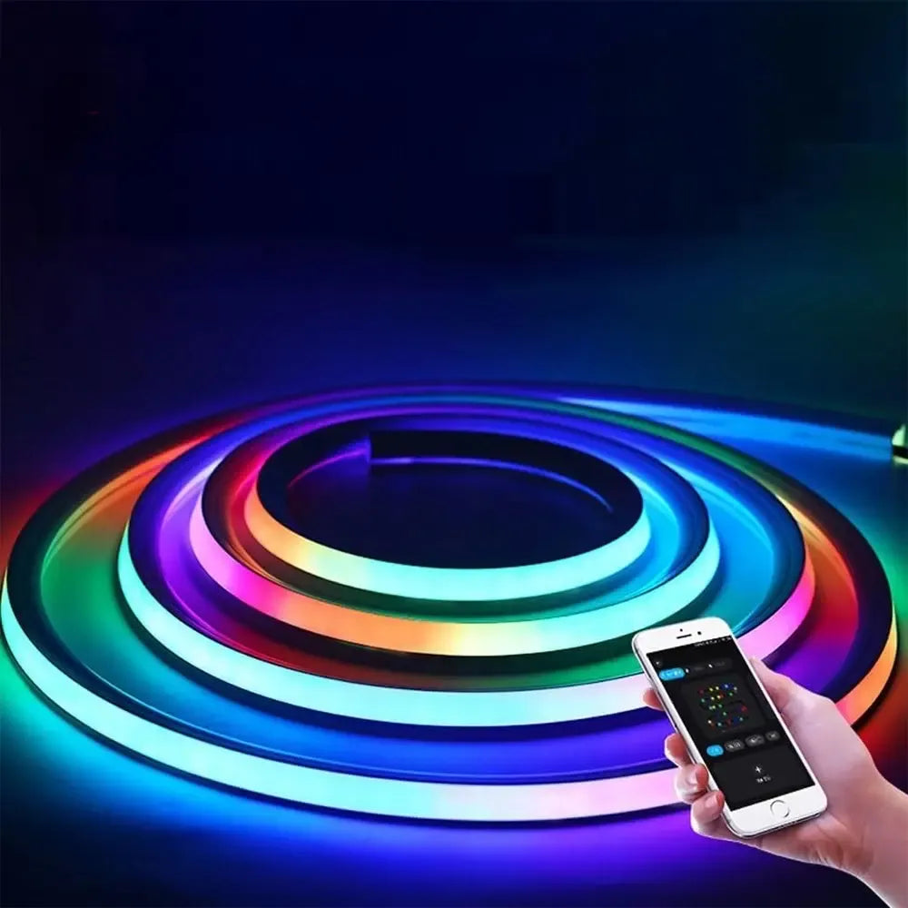 Lanksti LED RGB juosta TR296B su išmaniuoju valdymu, šviesos diodų juosta su spalvų keitimu ir reguliuojamu apšvietimu