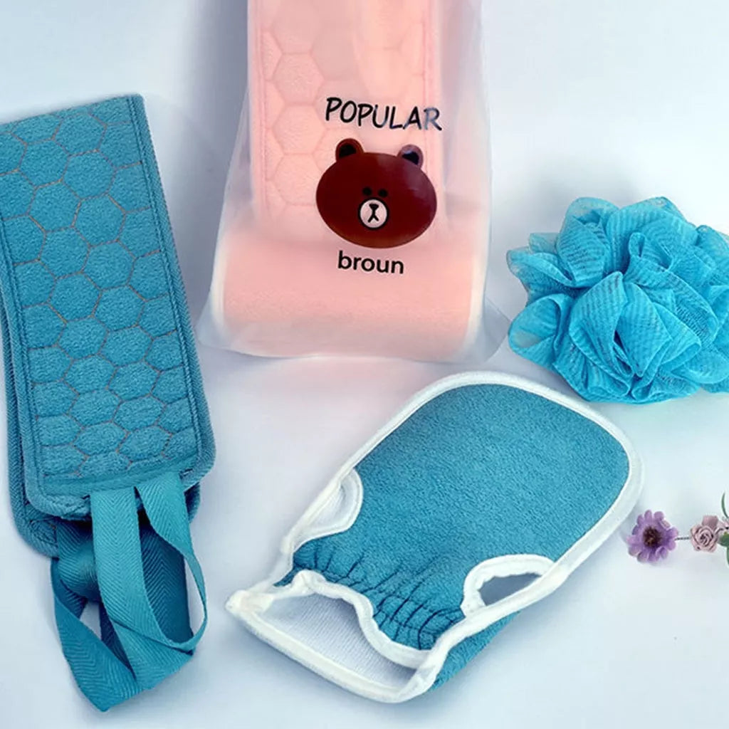 Kelioninis dušo kempinių rinkinys, 3 dalių komplektas, minkštos ir švarios dušo kempinės, patogus kelionėms.