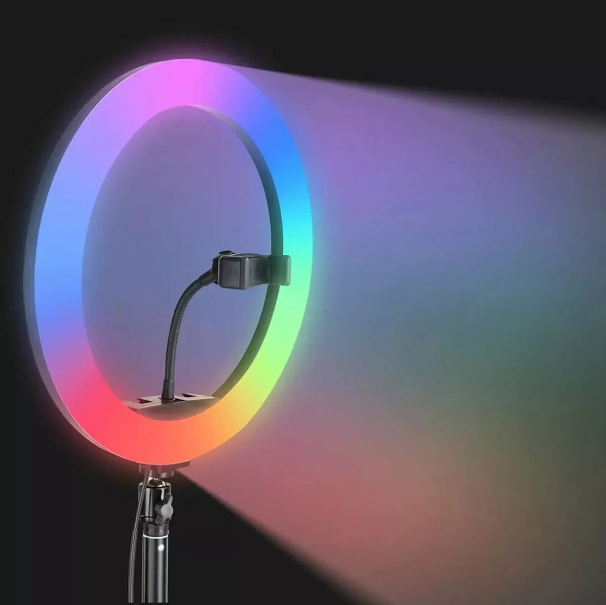 RGB LED žiedinė lempa su 210 cm trikoju, reguliuojamas apšvietimas ir stabilus stovėjimas, idealus fotografijai ir vaizdo įrašams