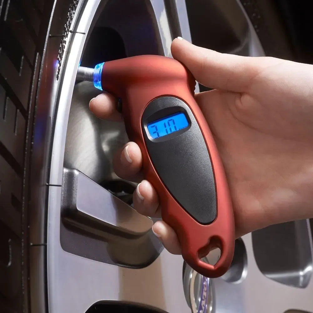 Skaitmeninis padangų oro slėgio matuoklis su LCD ekranu ir žibintuvėliu, patogus automobilių oro slėgio matavimui