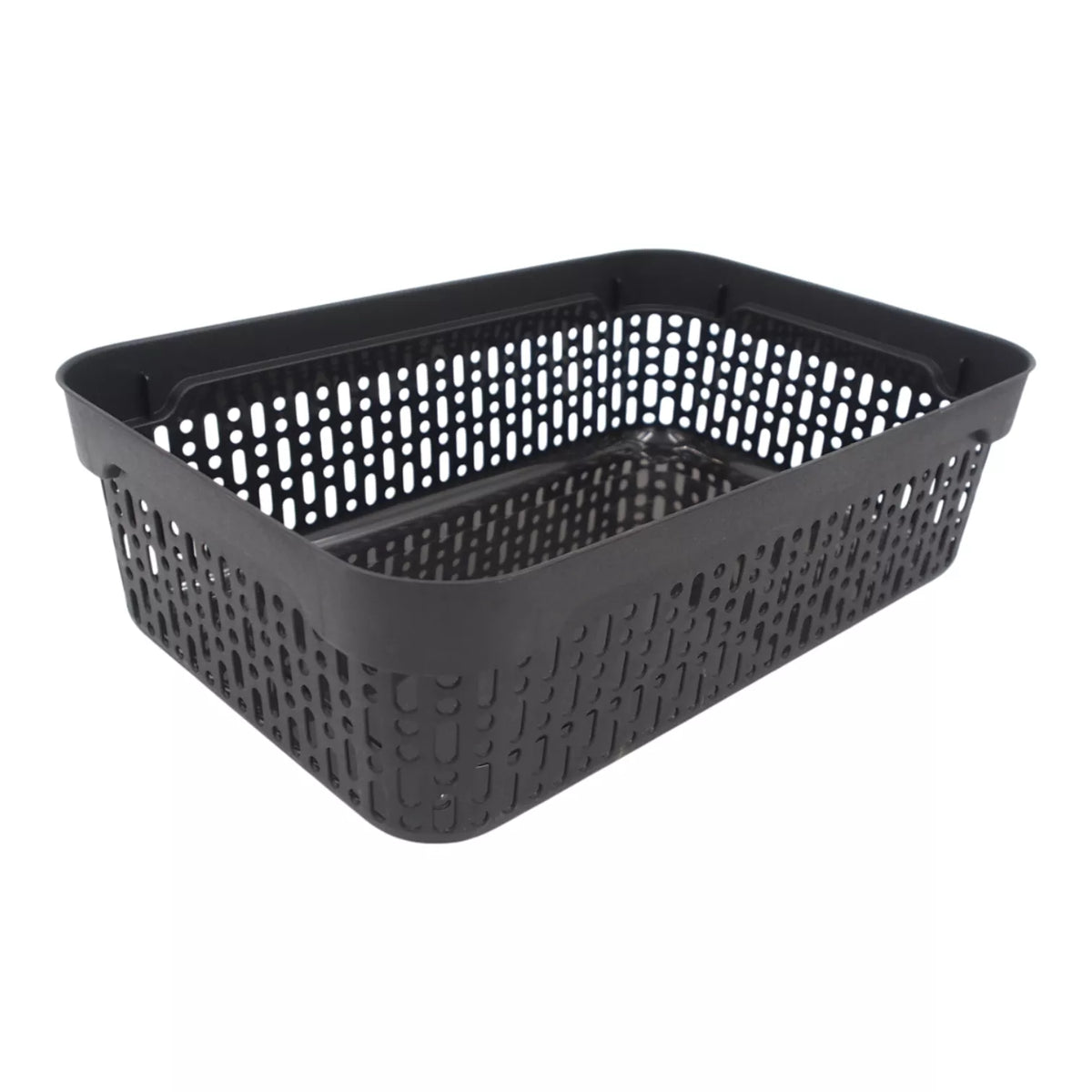 Plastikinė dėžutė su skylutėmis, 40 × 30 × 13 cm JUODA