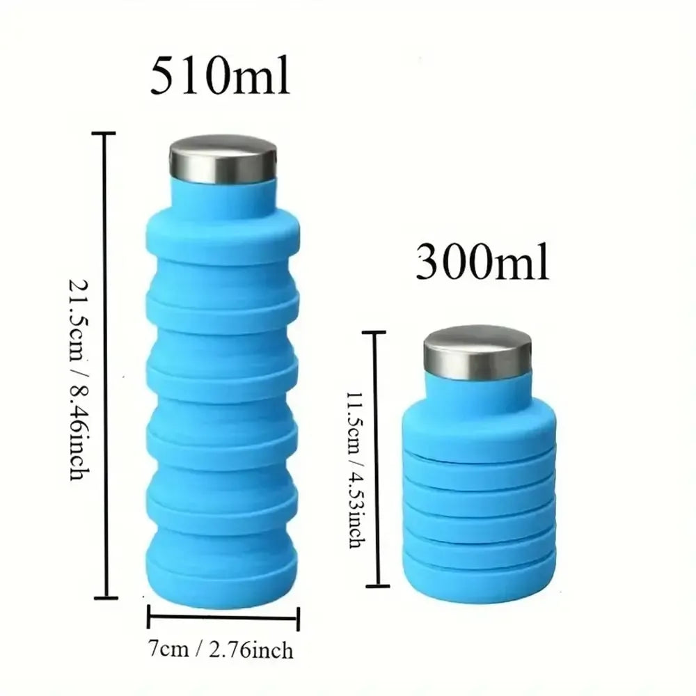 Silikoninę sulankstoma gertuvė 550ml pilkos spalvos su matiniu paviršiumi, skirta vandeniui ar gėrimams laikyti.