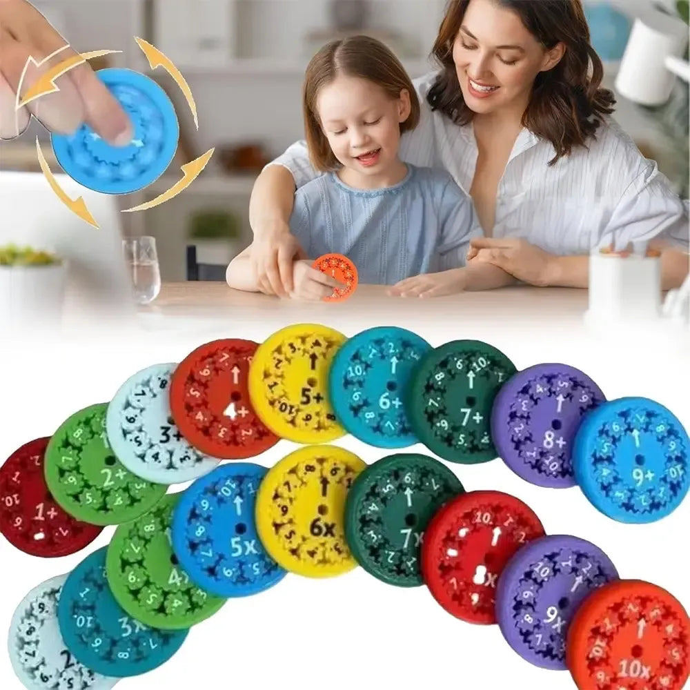 Matematinis skaičiavimo žaidimas Spiiner su spalvingais skaičiais ir formomis vaikų ugdymui ir matematikos įgūdžių lavinimui.