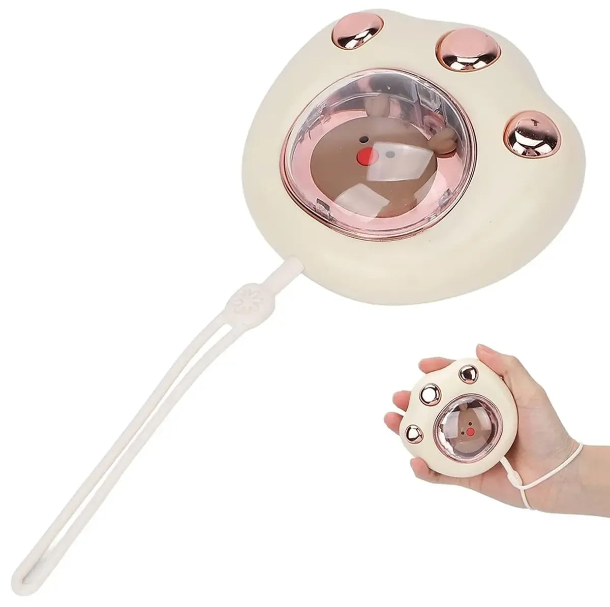 Vaikiškas rankų šildytuvas, šiltas ir patikimas, patogiai laikomas rankose, su spalvingu dizainu ir minkštu paviršiumi.
