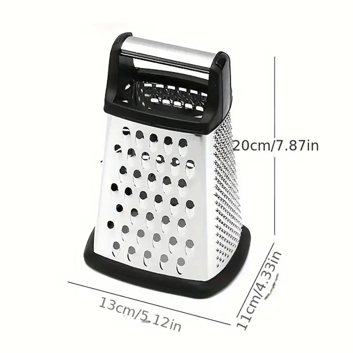 Daugiafunkcinė virtuvinė tarka 20 cm, 4 pusių, nerūdijančio plieno, skirta smulkinimui ir pjaustymui.