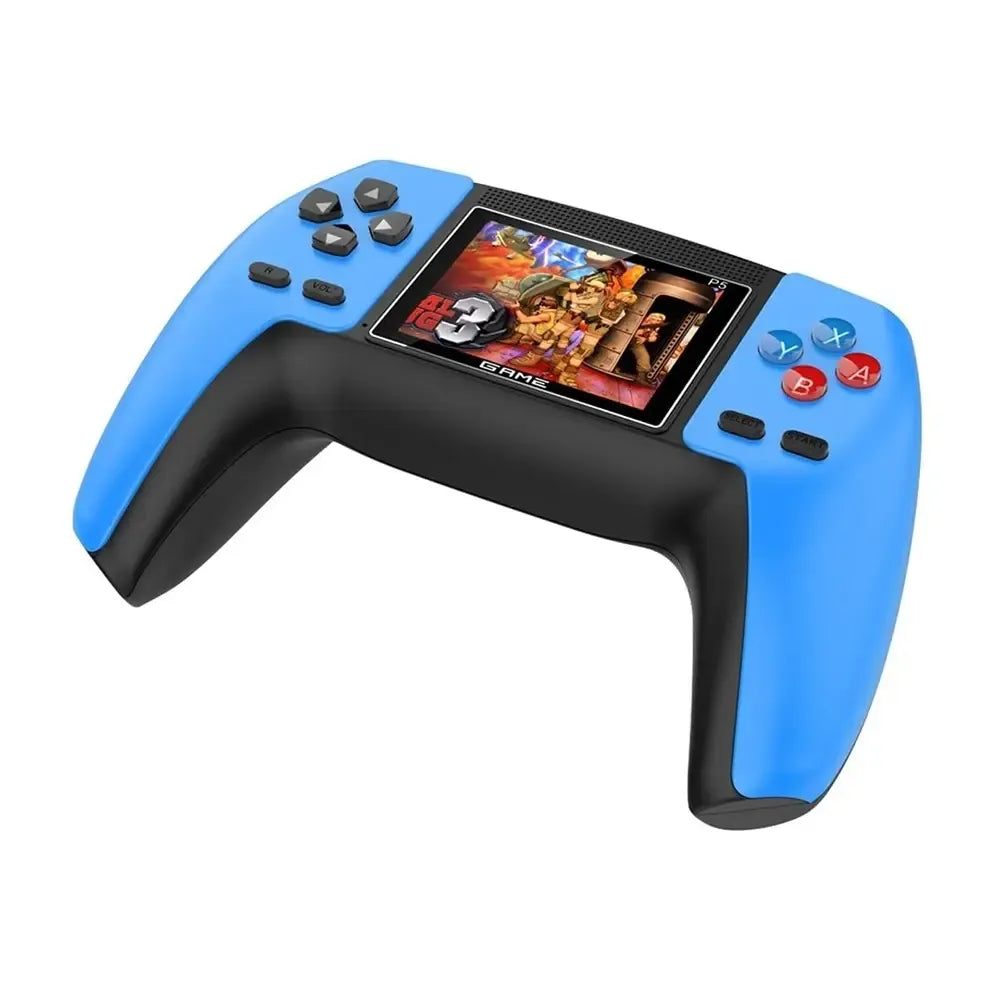 Nešiojama retro žaidimų konsolė P5 su 3 colių ekranu ir valdikliu, skirta klasikiniams žaidimams.