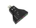 7.1 garso plokštė su USB ir AUX jungtimis, juodas kompaktiškas garso adapteris