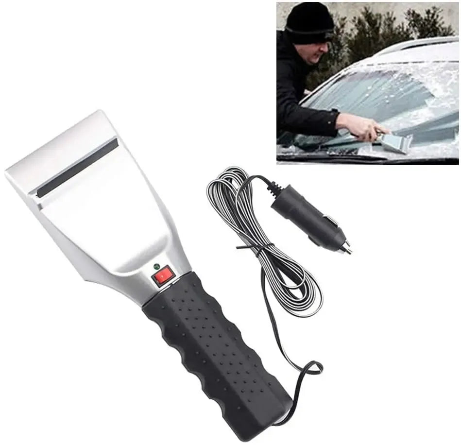 12V šildomas langų grandiklis su ergonomiška rankena sniegui ir ledui nuo automobilio langų valyti