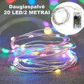 Spalvota 20 LED girlianda su šviesos lemputėmis, puikiai apšviečia erdvę ir sukuria jaukią atmosferą.