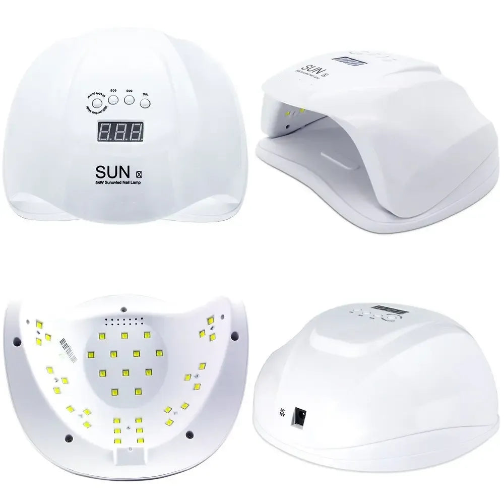 Profesionali 54W UV/LED hibridinė nagų lempa, skirta manikiūrui, su stipriomis šviesos diodų technologijomis.