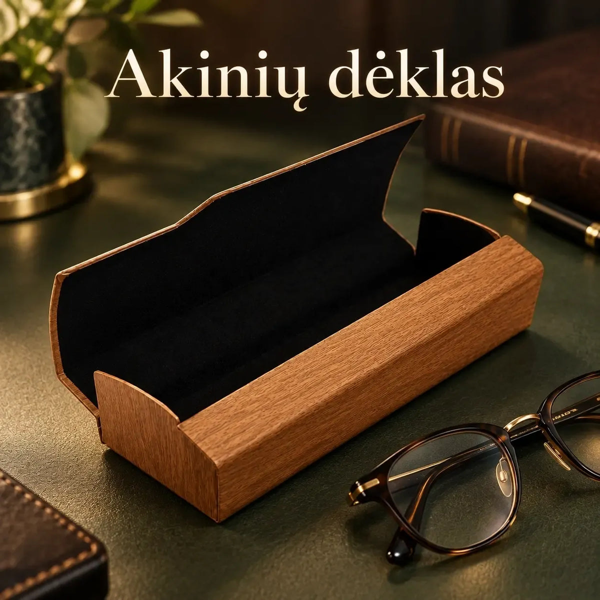 Akių dėklas TR2321 iš minkštos medžiagos, su užtrauktuku, skirtas saugiai laikyti akinius, juoda spalva, šviesus fonas.