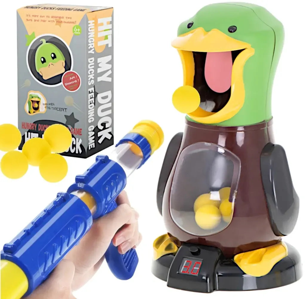 Interaktyvus ančių šaudymo rinkinys su taikiniu ir oriniu pistoletu vaikams, mėgstantiems šaudymo žaidimus ir tikslumo lavinimą.