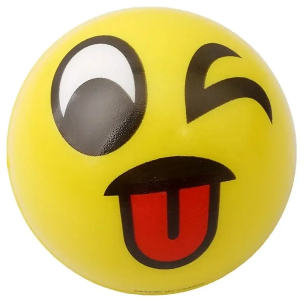 Antistresinis kamuoliukas „Emoji“ su linksma veido išraiška, minkštas ir lankstus, skirtas rankų spaudimui ir stresui mažinti