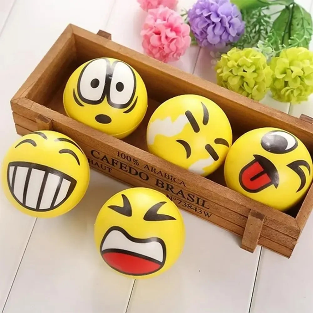 Antistresinis kamuoliukas „Emoji“ su spalvinga emocijų veido pavaizdavimu, minkštas ir lankstus rankų masažo žaislas