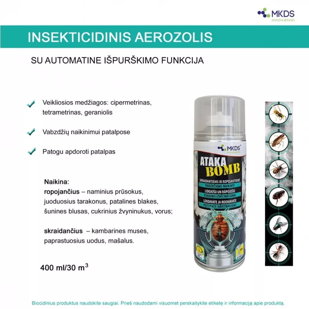 Ataka BOMB insektitsiid lendavatele ja roomavatele putukatele, 400 ml