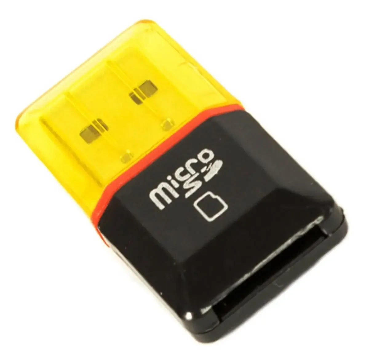 MicroSD kortelių skaitytuvas su USB jungtimi, kompaktiškas ir patogus naudoti, skirtas duomenų perkėlimui.