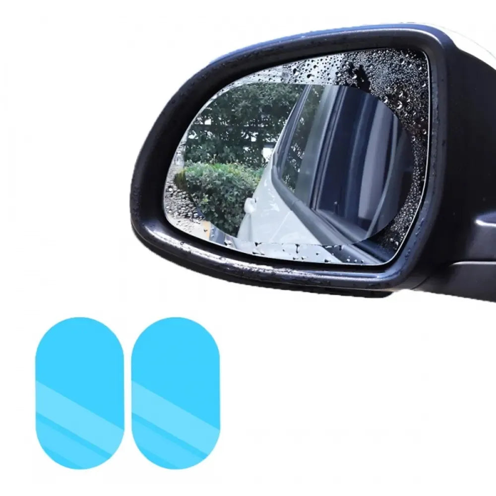 Automobilio veidrodėlio apsauginė plėvelė su anti-fog savybėmis, skirta geresniam matomumui ir apsaugai.