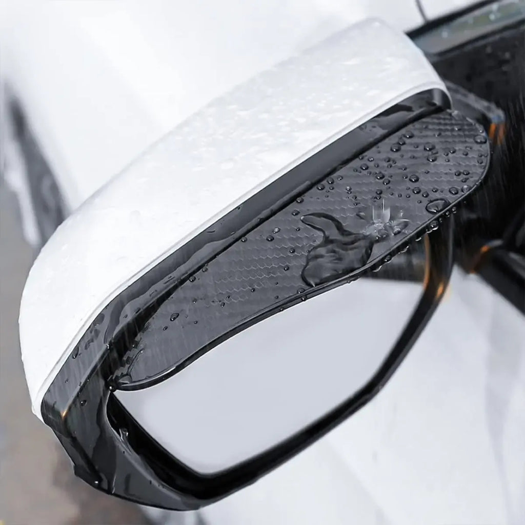 Automobilio veidrodėlio stogelis „Carbon“, apsauga nuo lietaus ir geresnis matomumas, automobiliui, juodas ir anglies pluošto dizainas
