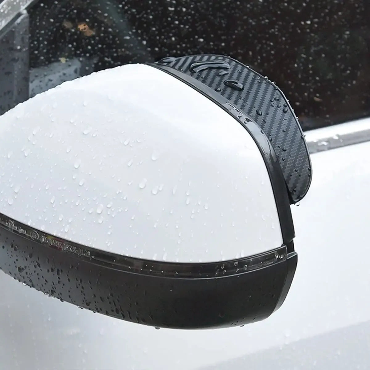 Automobilio veidrodėlio stogelis „Carbon“, apsauga nuo lietaus ir geresnis matomumas, tamsiai pilkos spalvos.