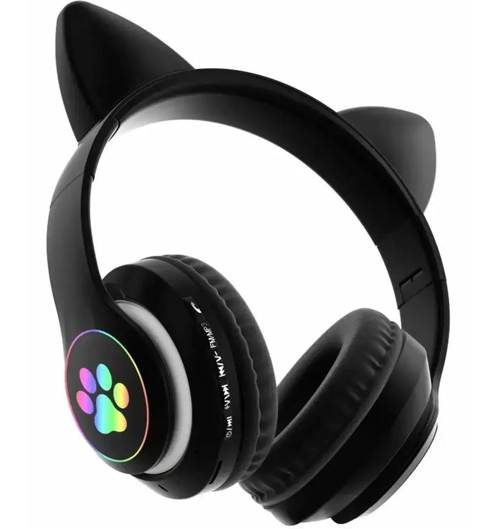 Belaidės vaikų ausinės su LED katės ausytėmis, Bluetooth 5.0, patvarios ir spalvingos vaikų audio įrangos nuotrauka