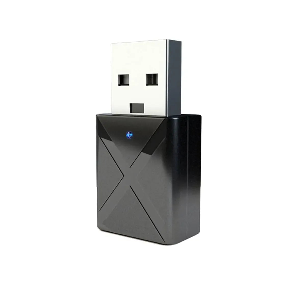 Bluetooth garso siųstuvas ir imtuvas 2-in-1 adapteris, mažas ir kompaktiškas, su LED indikatoriais ir jungtimis.