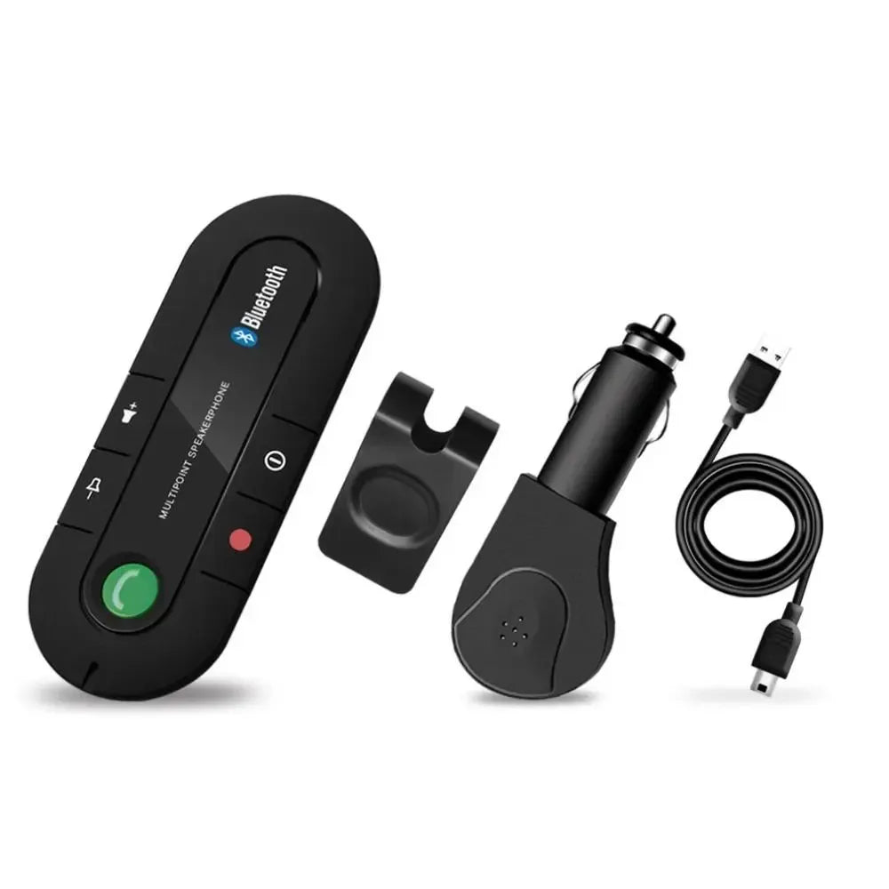 Bluetooth laisvų rankų įranga automobiliui, patogus naudoti, belaidė, su mikrofonu ir valdymo mygtukais.