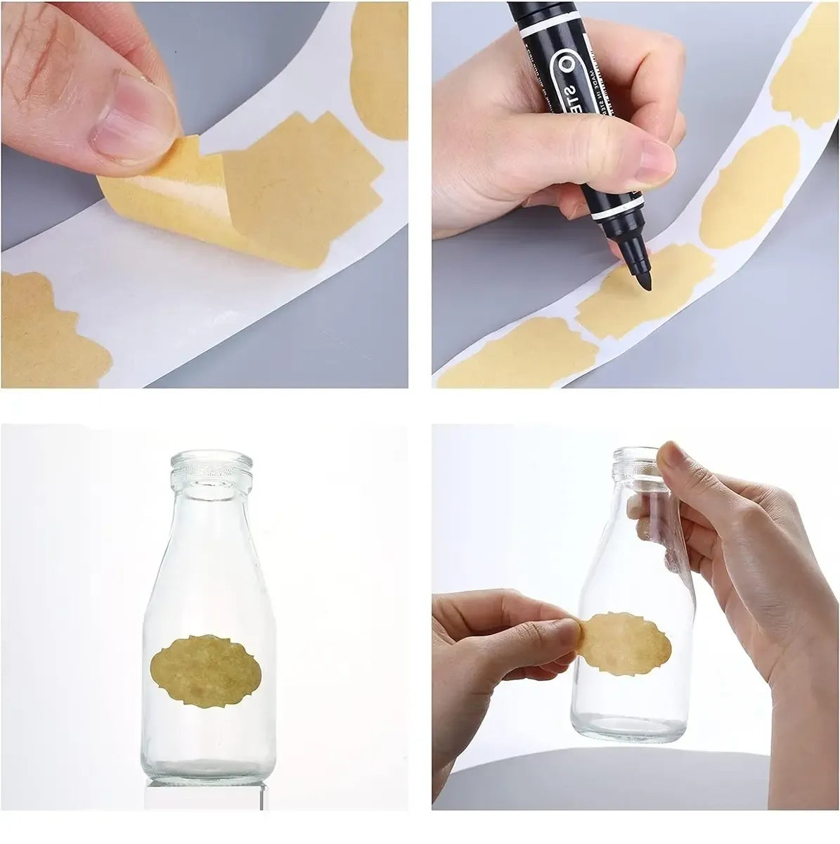 300 vnt. kraft popieriaus lipnių etikečių ir lipdukų rinkinys, dekoratyviniai lipdukai, natūralūs ir įvairių dydžių