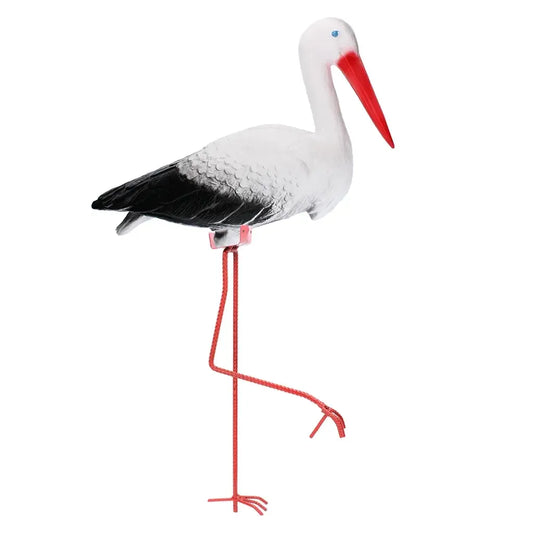Didelis dekoratyvinis sodo gandras, 83 cm, plastiko ir metalo konstrukcija, stilinga sodo puošmena, natūralios spalvos