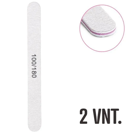 Nagų dildės 100/180 grit, 2 vnt., švelni ir patvari nagų formavimui ir šlifavimui.