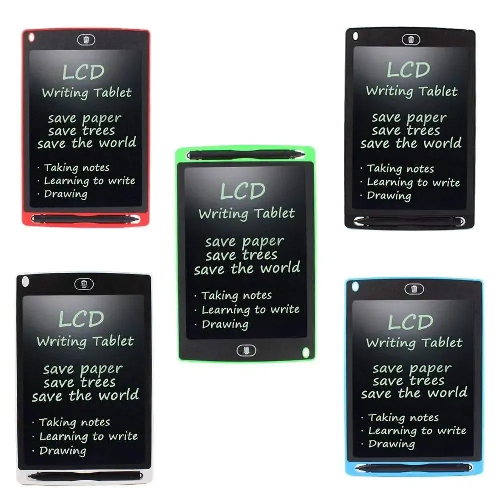 Vaikų elektroninė piešimo lentelė, 8,5 colių LCD ekranas, šviečia ir leidžia rašyti bei braižyti.