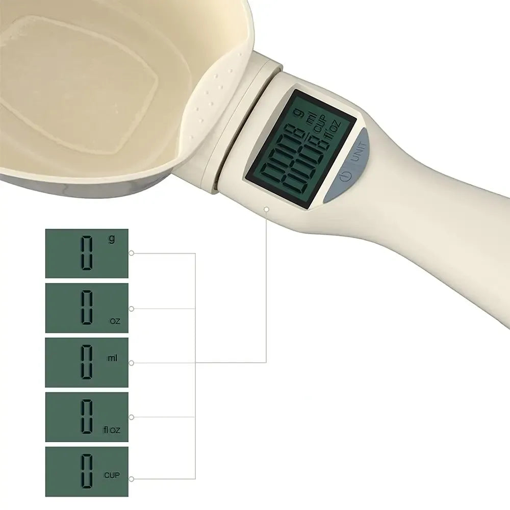 Elektroninės šaukšto formos virtuvinės svarstyklės, tiksli matavimo priemonė maistui ir ingredientams.