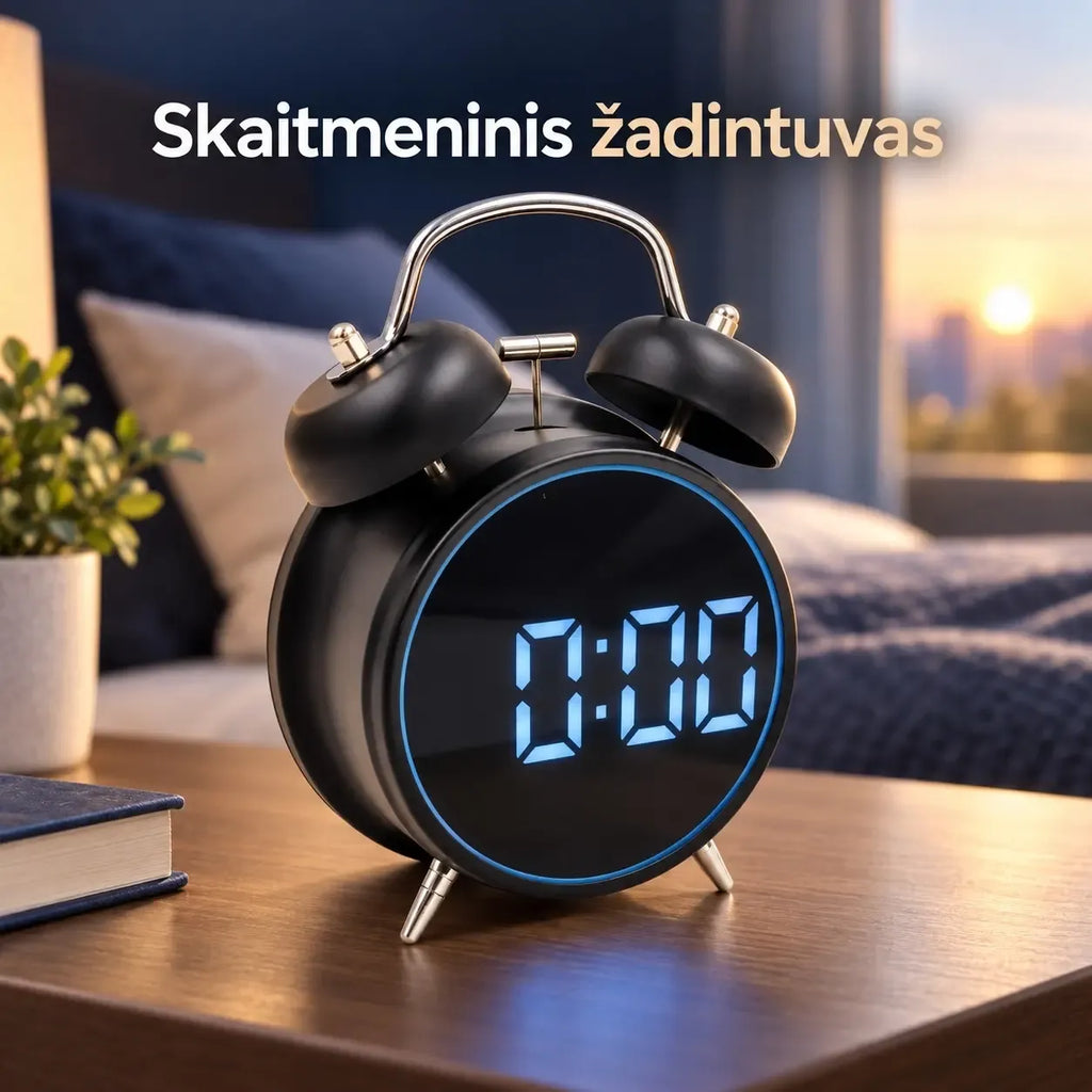 Skaitmeninis elektroninis laikrodis TR2250B su dideliu ekranu ir aiškiu skaitmeniniu rodymu.