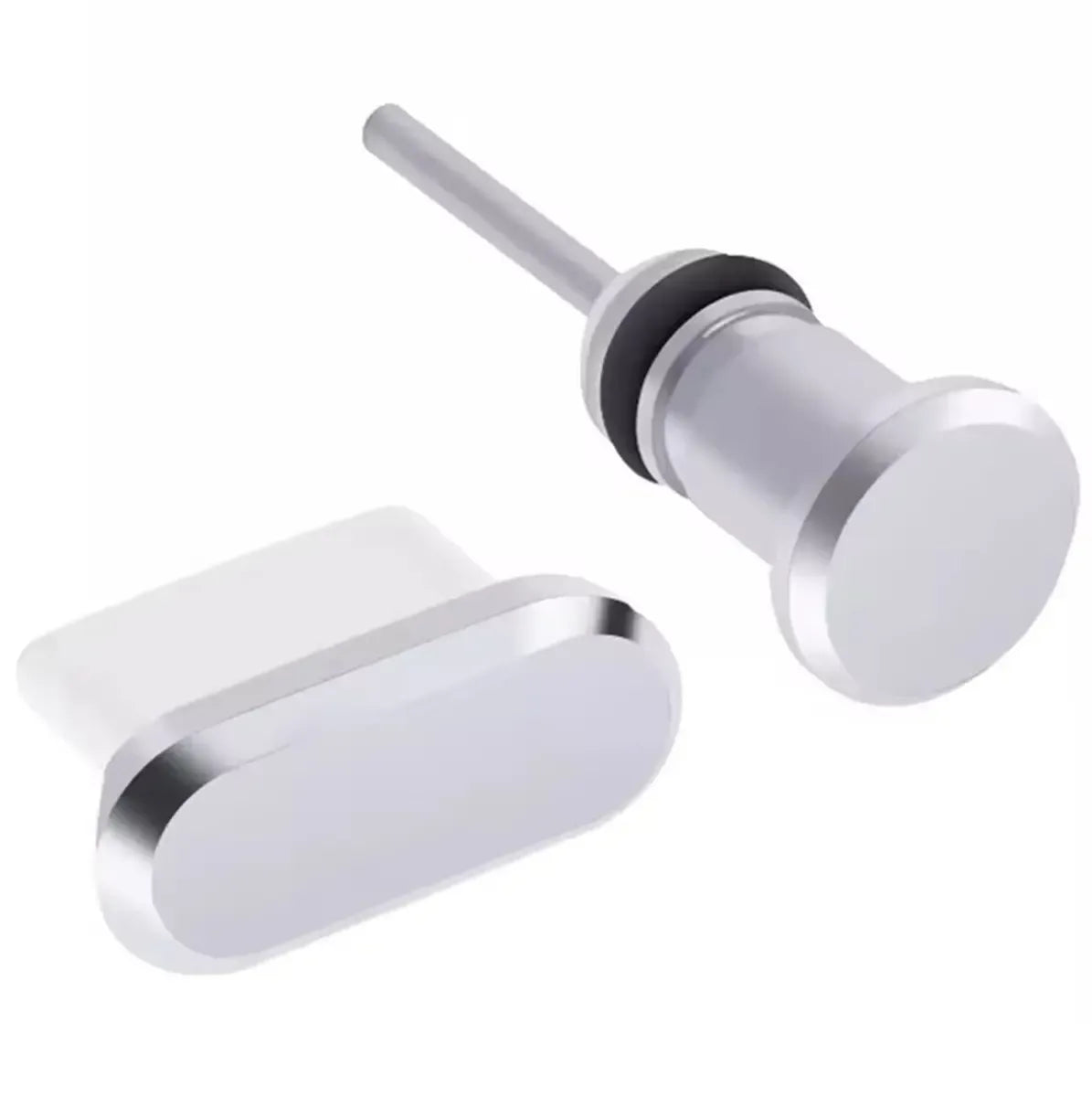 Elektroninių prietaisų prievadų apsaugos rinkinys su USB-C ir AUX jungtimis, apsaugo nuo dulkių ir pažeidimų.