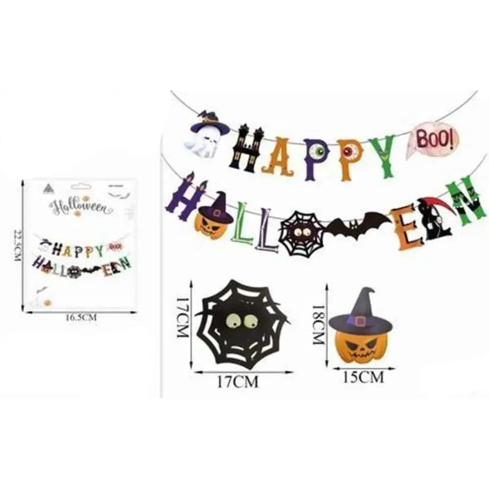 Helovino girlianda „Happy Halloween“, 2,5 m ilgio, spalvinga ir dekoratyvi Helovino šventės papuošalas.