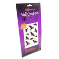 Helovino lipdukai Varnos, 12 vnt., stilinga šventinė dekoracija su juodomis varnomis, puikiai tinka Helovino renginiams.