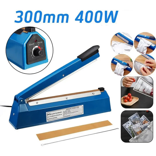 Impulsinis maišelių užlydymo aparatas 300mm, 400W, profesionalus maisto pakavimo įrenginys, naudojamas maišelių sujungimui.