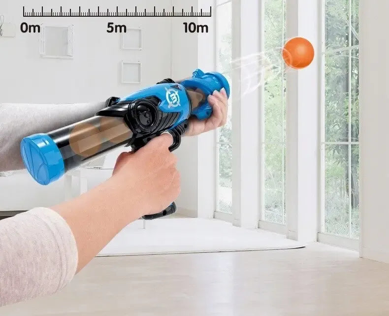 Interaktyvus robotų mūšio šaudymo žaidimas su valdymo pultu ir robotų figūrų žaidimo dalimis.