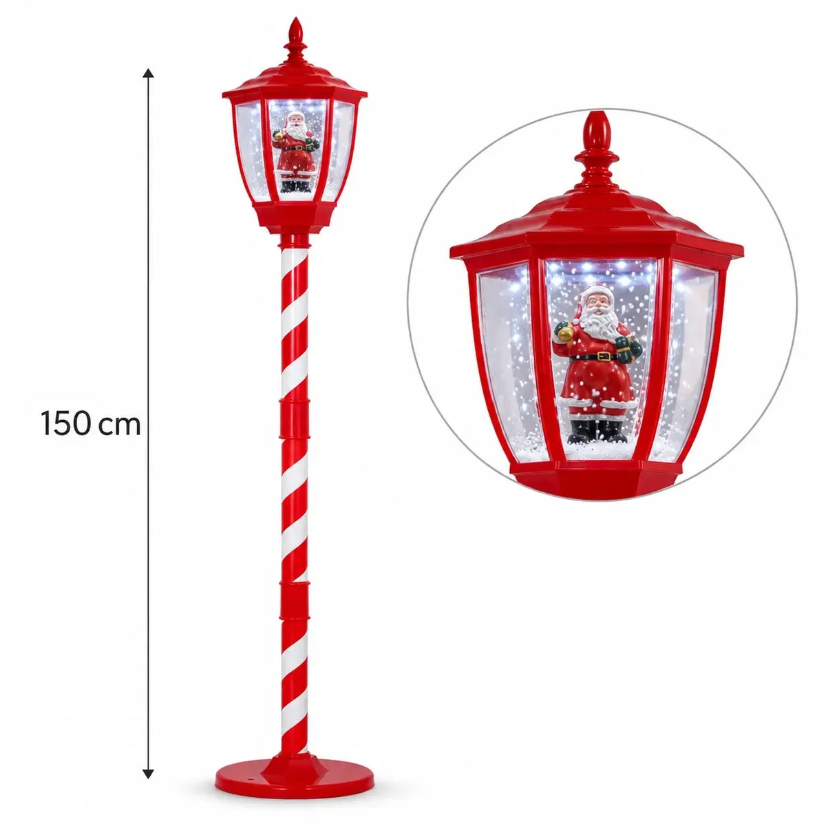 Kalėdinis LED žibintas su Kalėdų Seneliu, 150 cm aukščio dekoracija