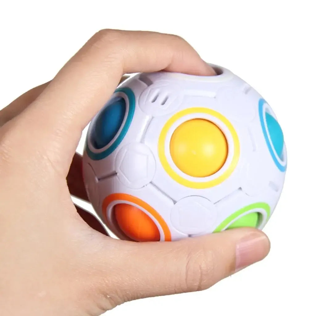 Spalvotas kamuoliukas galvosūkis Puzzle Magic Rainbow Ball, antistresinis žaislas, su įvairiomis formomis ir spalvomis, rankų žaidimui.