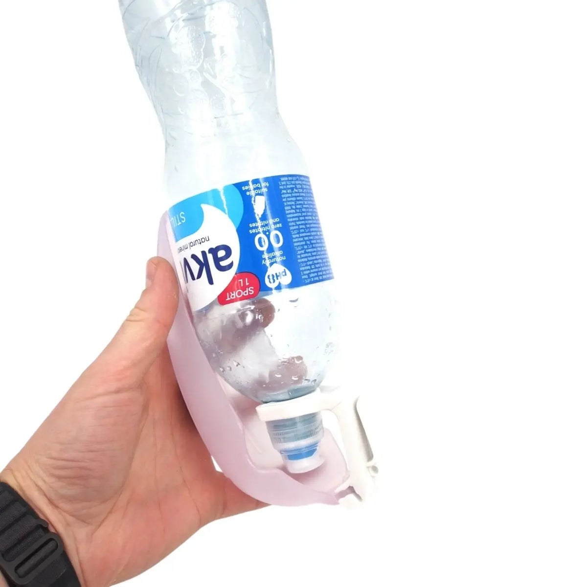 Kelioninė gertuvė-dubenėlis šunims HANDI DRINK, kompaktiška ir patogi naudoti lauke, su sulankstomu dubeniu ir vandens išpylimo angas