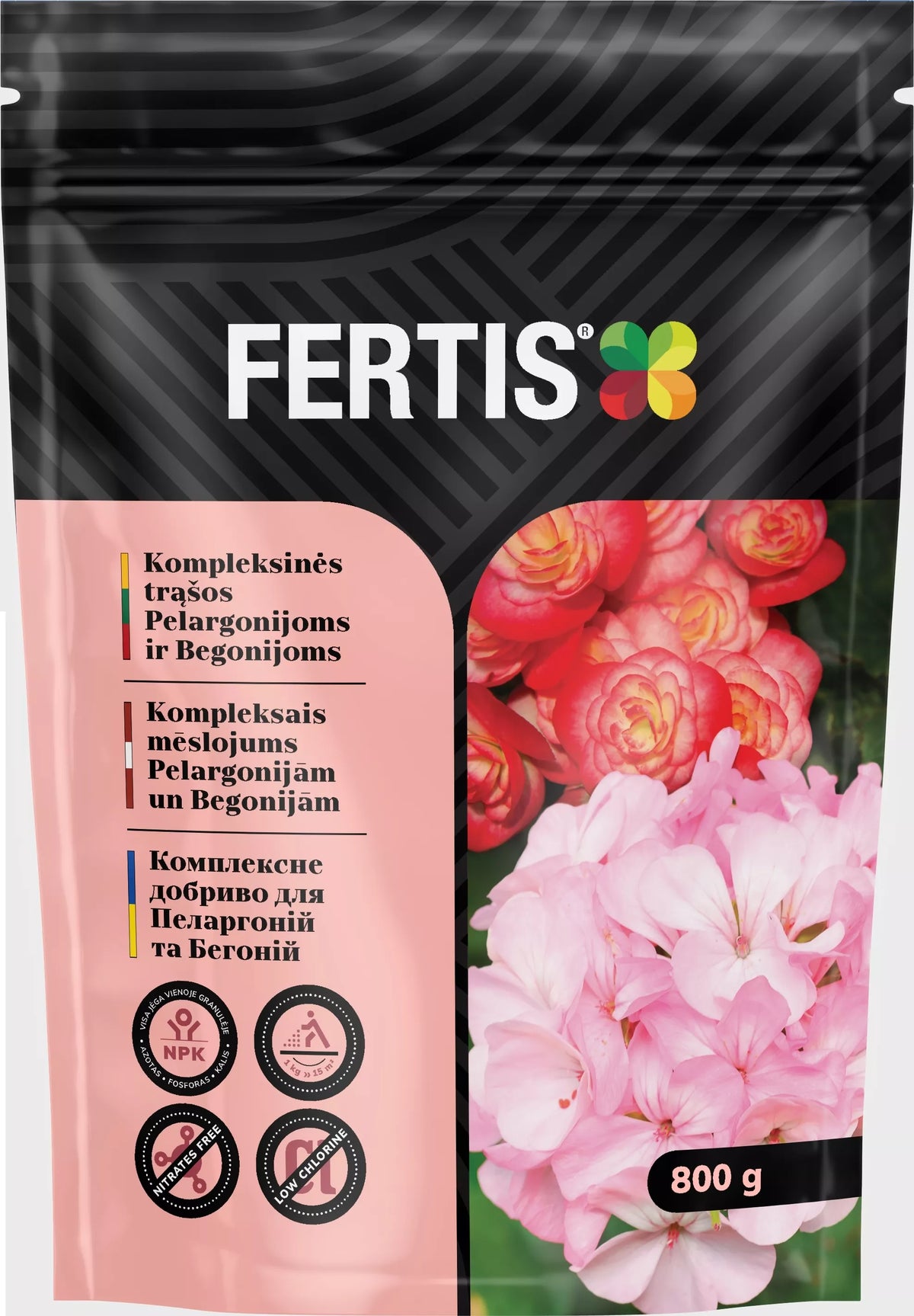 Komplekssed väetised pelargooniatele ja begooniatele FERTIS, 800g