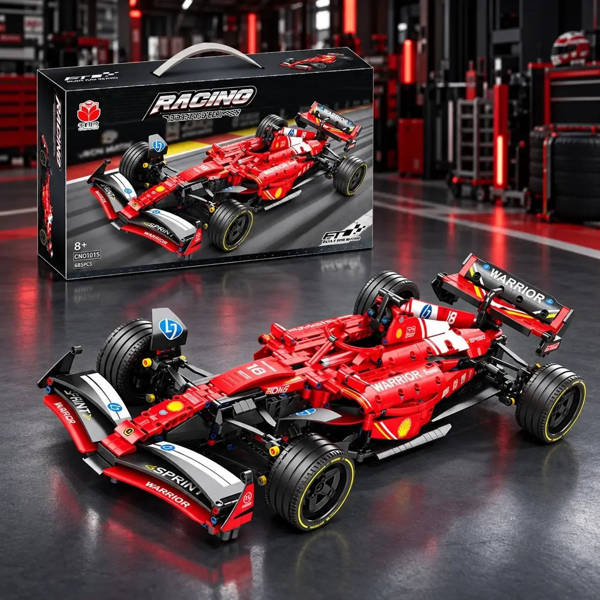 Lenktyninio formulės automobilio konstruktorius TR2387C, detalus ir spalvingas modelis su judančiomis dalimis, skirtas vaikų žaidimams.