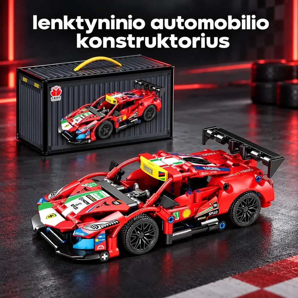 Sportinio lenktyninio automobilio konstruktorius dėžutėje, vaikų žaislas, dėžutėje TR2387i, smagus ir edukacinis žaislas.